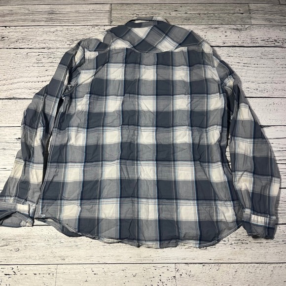 American Eagle Outfitters Men XL Gray Plaid Pearl Snap Western Shirt Vintage Fit - Picture 7 of 7